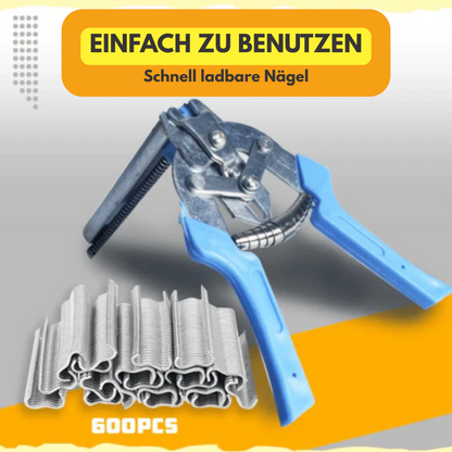 Precision Wire Fastening Tool with 600 Clips | Ergonomic Steel Construction
