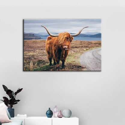 Canvas Wall Art of a Charming Brown Cow