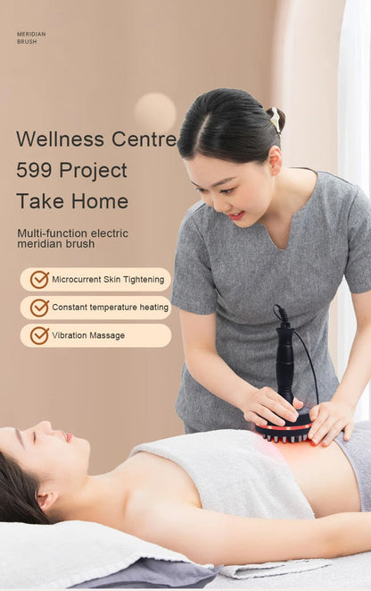 Heat-Enabled Electric Gua Sha Massager | Microcurrent Massage Brush for Back, Arms, Legs & Muscle Relief