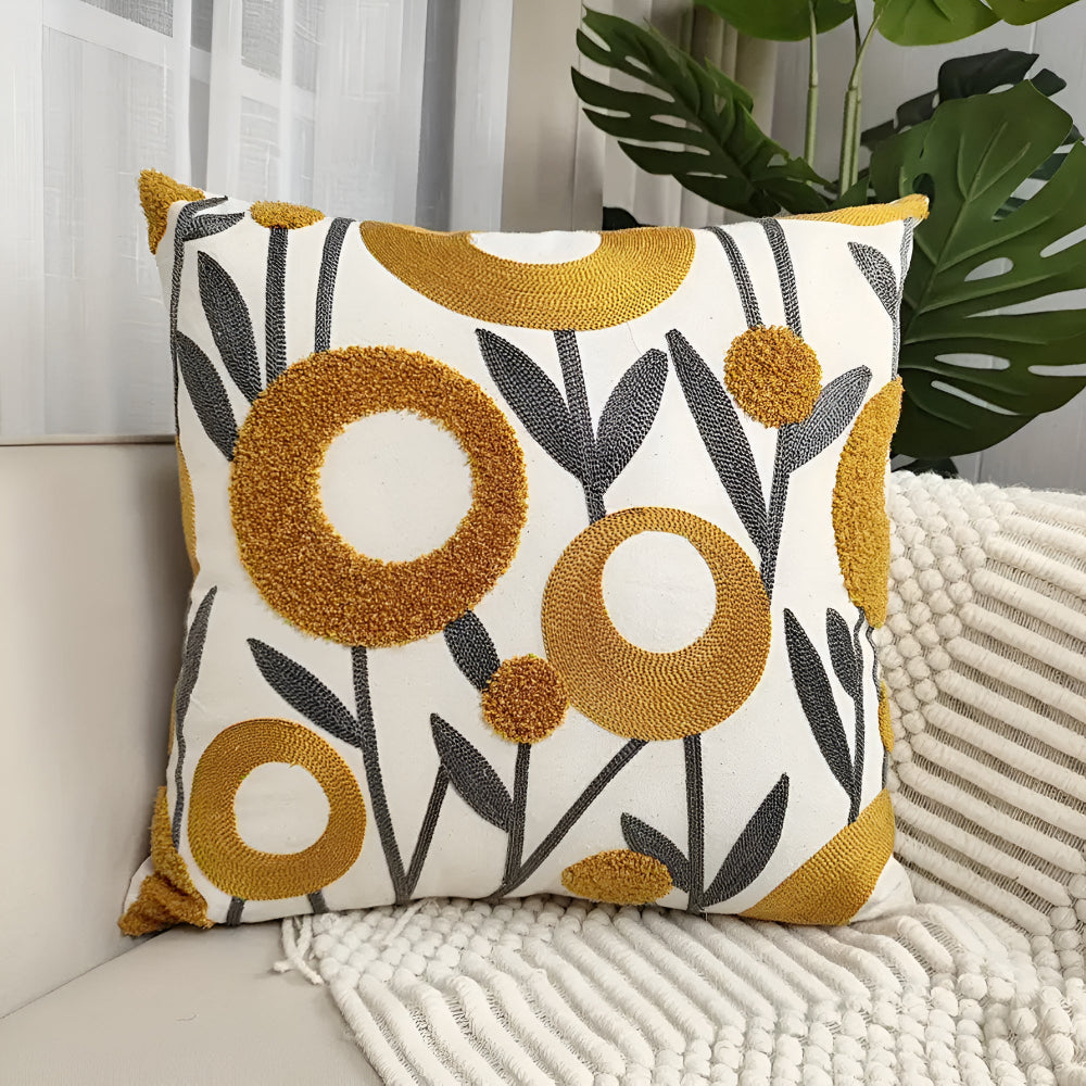 Nature's Charm Embroidered Throw Pillow Cover