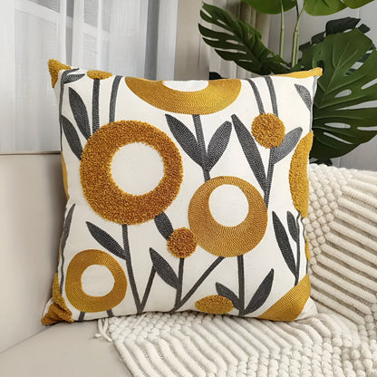 Nature's Charm Embroidered Throw Pillow Cover