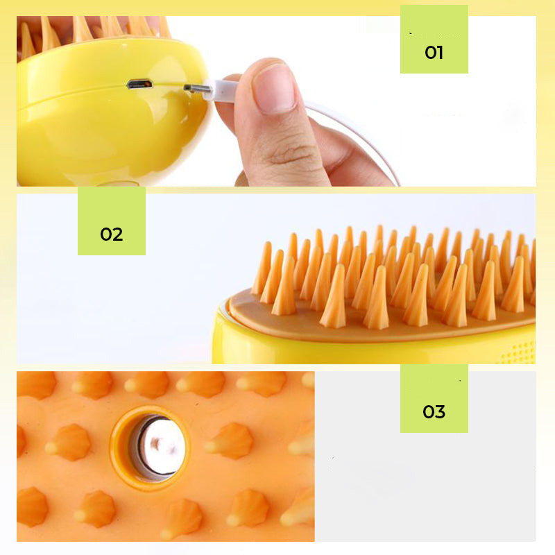 Pet Grooming Brush with Built-In Spray Function