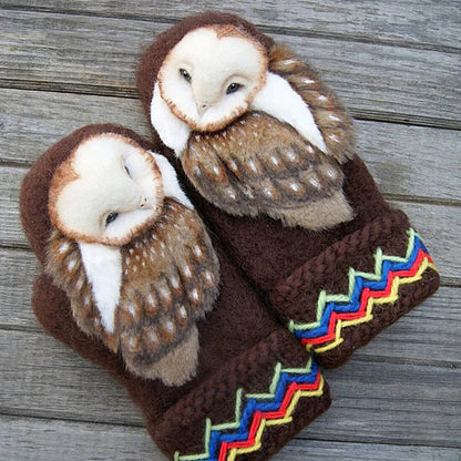 Handcrafted Winter Gloves with Adorable Owl Design