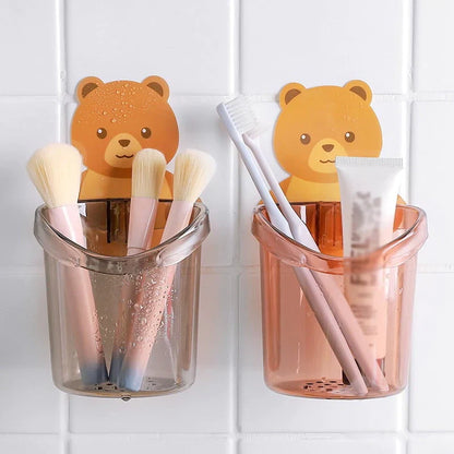 Wall-Mounted Toothbrush Holder Cup in Bear Design