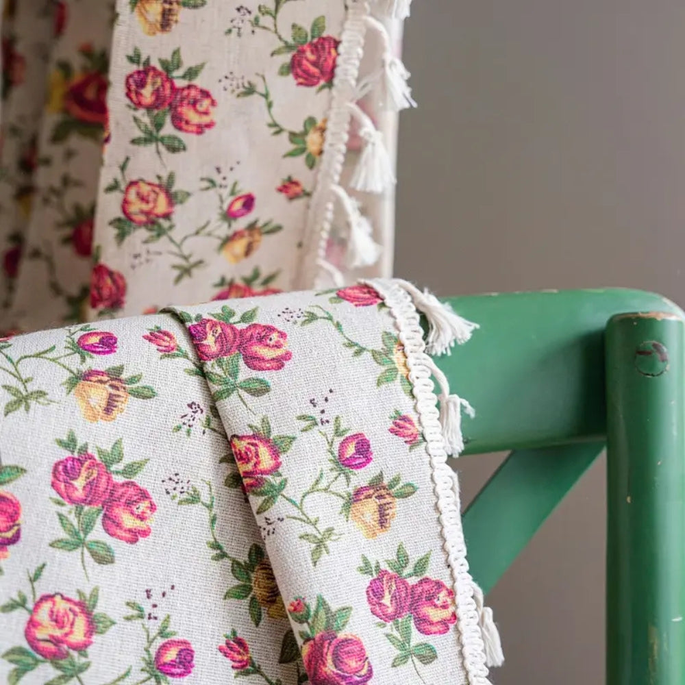 Chic Floral Tassel Cotton Drapes for Timeless Style