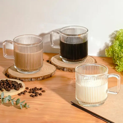 Set of 6 Glass Coffee Cups with Handles