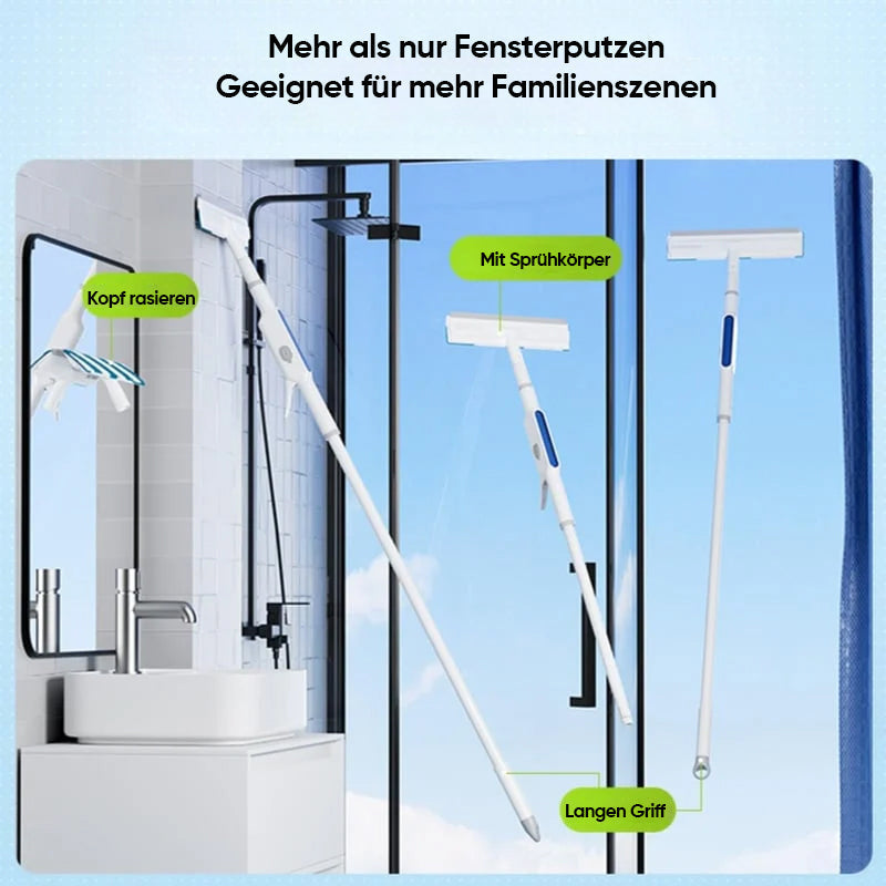 Extendable Window Cleaner with Dual Wiper System for Streak-Free Shine