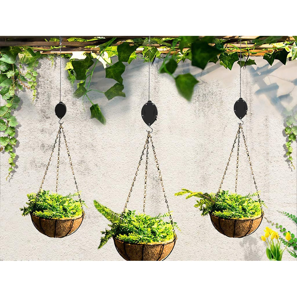 Adjustable Hanging Plant Hook with Pulley System