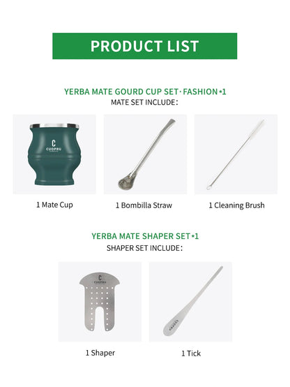 Stainless Steel Yerba Mate Cup Set with Double-Wall Insulation and Straw