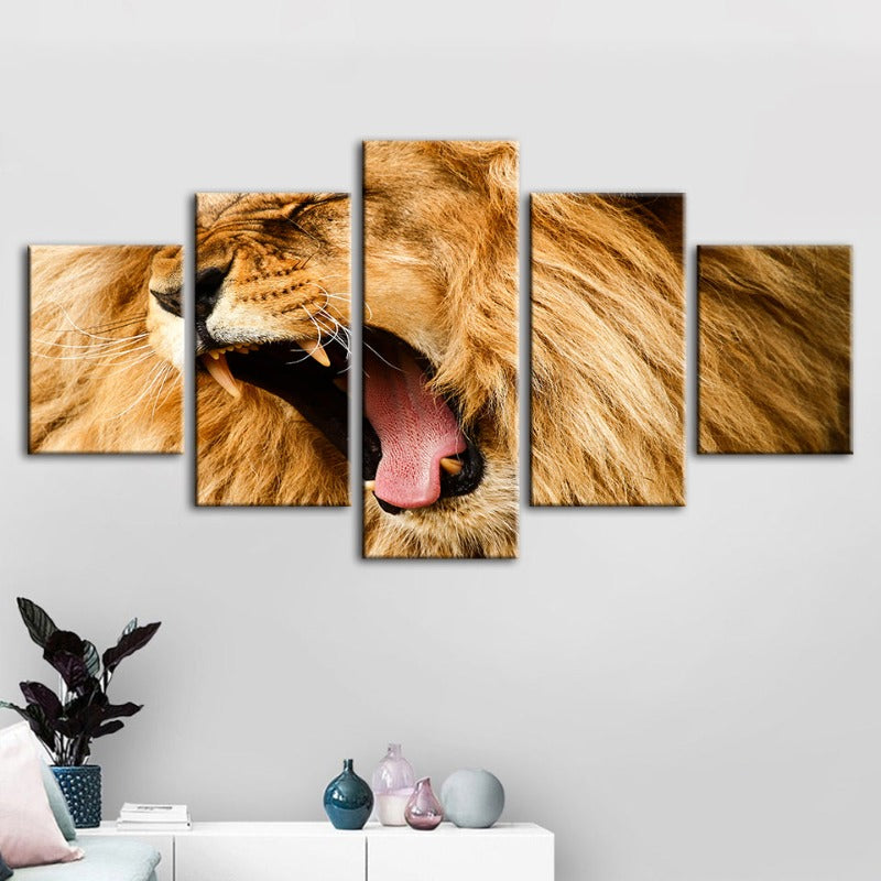 Majestic Lion's Roar - 5 Piece Canvas Art Set