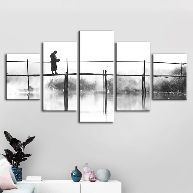 Tranquil Waterscape - 5 Panel Canvas Artwork