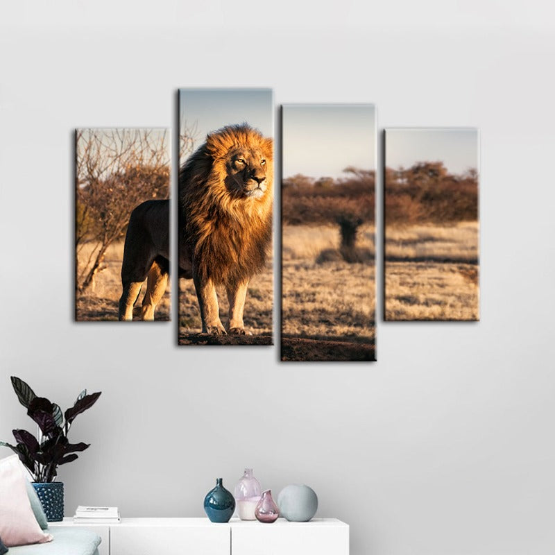 Stunning Lion Serenity - 4-Piece Canvas Art Set