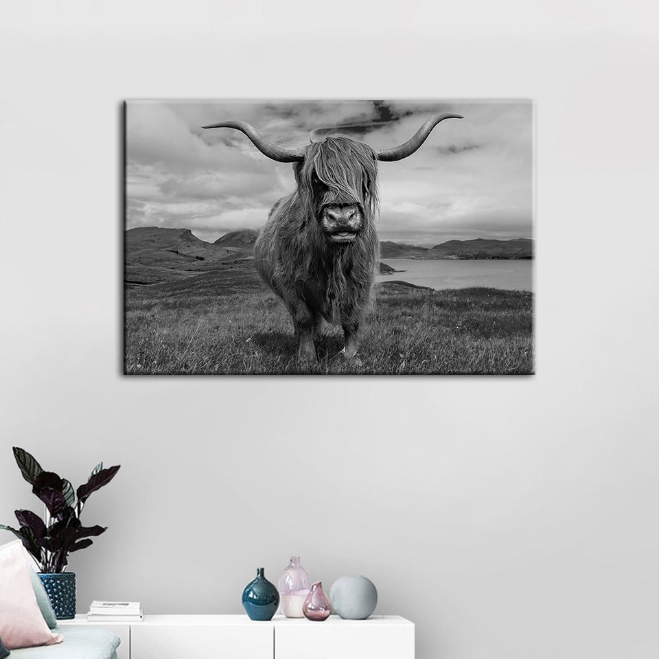 Canvas Wall Art Featuring Black and White Cow Design