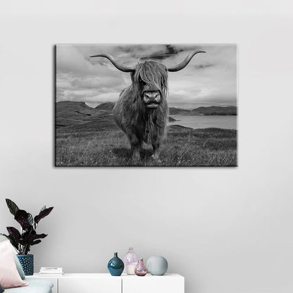 Canvas Wall Art Featuring Black and White Cow Design