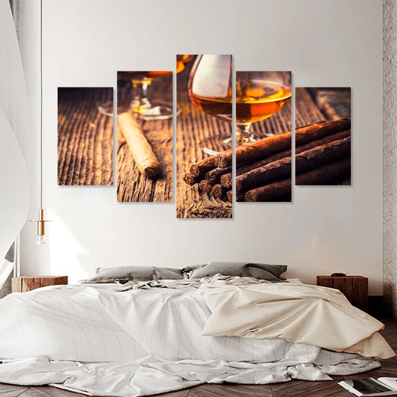 Stunning 5-Piece Brown Abstract Canvas Art Set