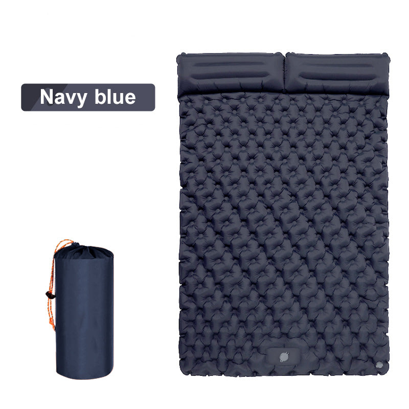 Self-Inflating Double Air Mattress for Camping with Built-in Pillows