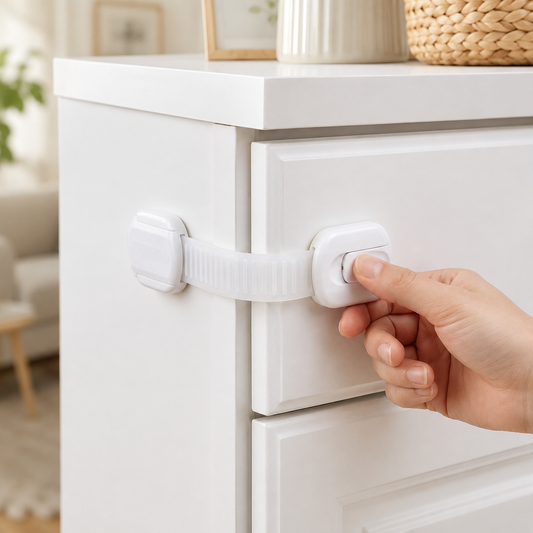 Child Safety Cabinet Locks Set of 10 with Adhesive Straps