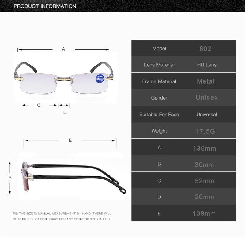 Progressive Reading Glasses with High Durability and Blue Light Filter