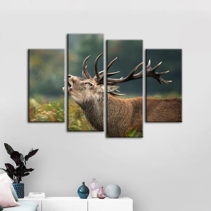 Majestic Elk Quartet - Nature-Inspired Canvas Artwork