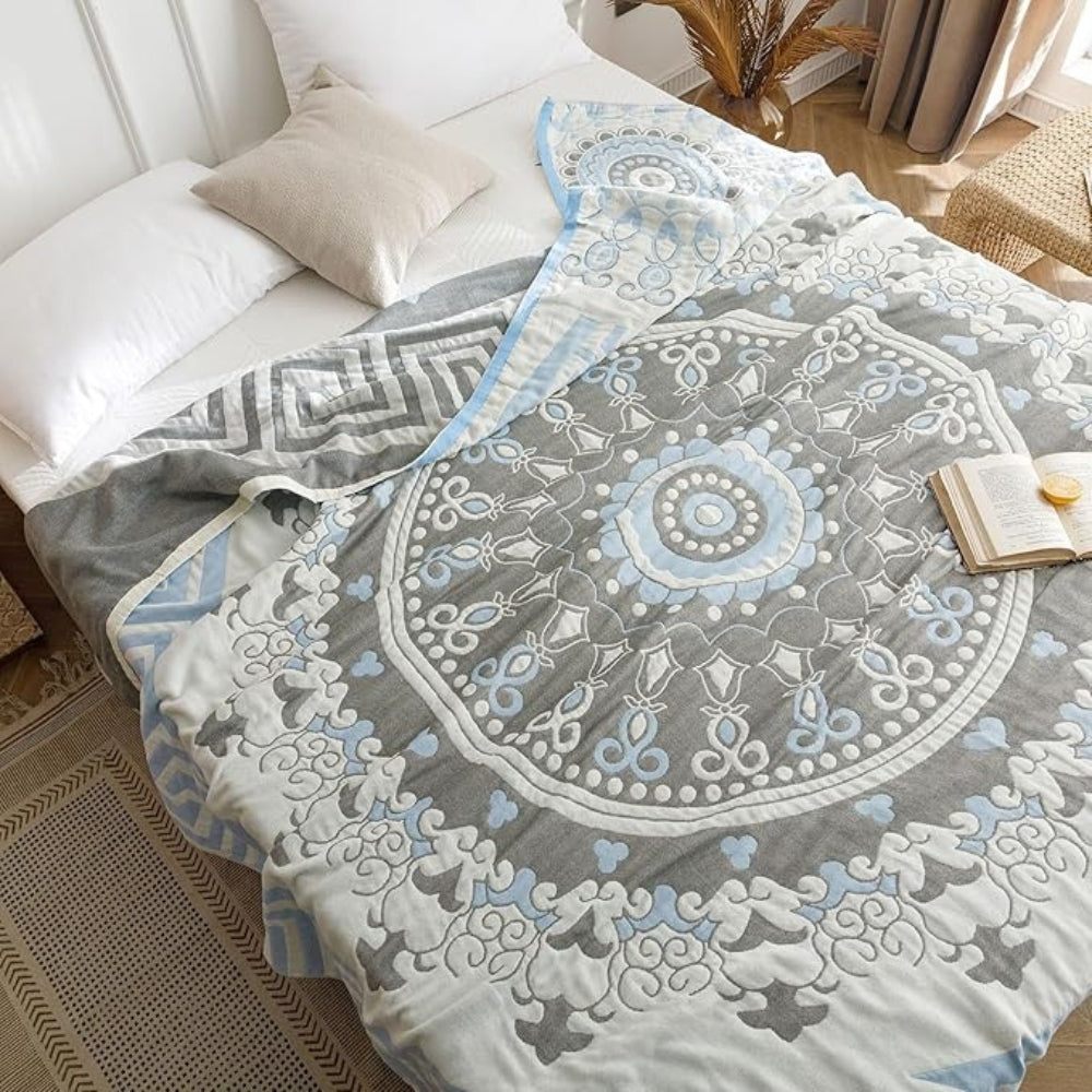 Coastal Charm Cotton Throw Blanket