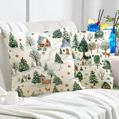 Festive Winter Decorative Pillow Cover