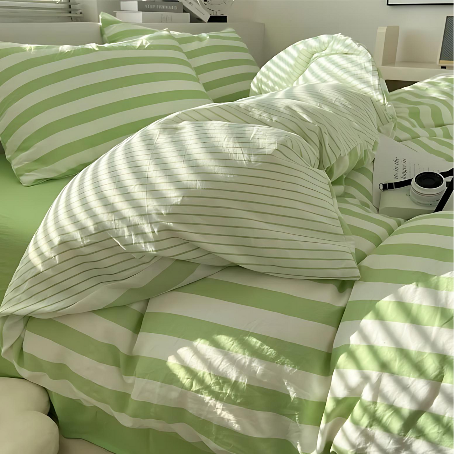 Classic Striped Bedding Set - 4 Piece Duvet Cover and Sheet