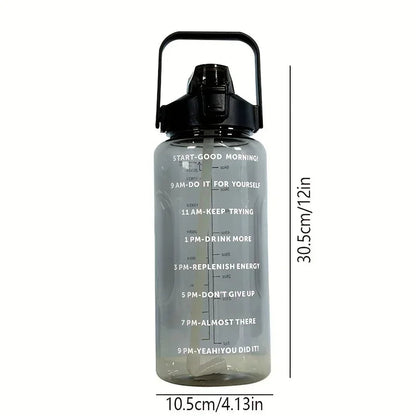 2L BPA-Free Water Bottle with Time Markers & Straw – 68oz Leakproof Hydration Tracker for Gym, Office, Travel