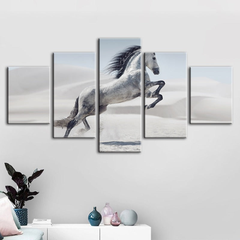 Dynamic Five-Piece Canvas Art of a Leaping Horse