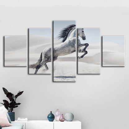 Dynamic Five-Piece Canvas Art of a Leaping Horse