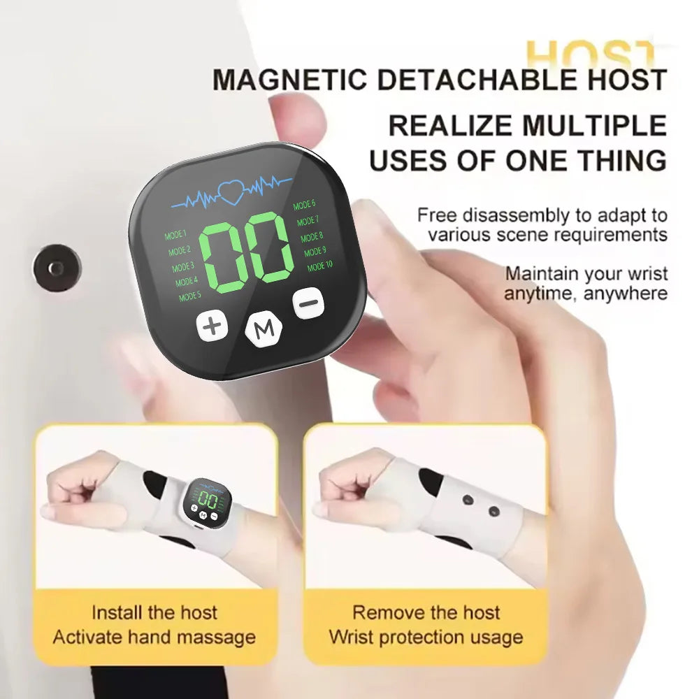 Cordless EMS Wrist Brace with Vibration – 10 Massage Settings & USB Rechargeable