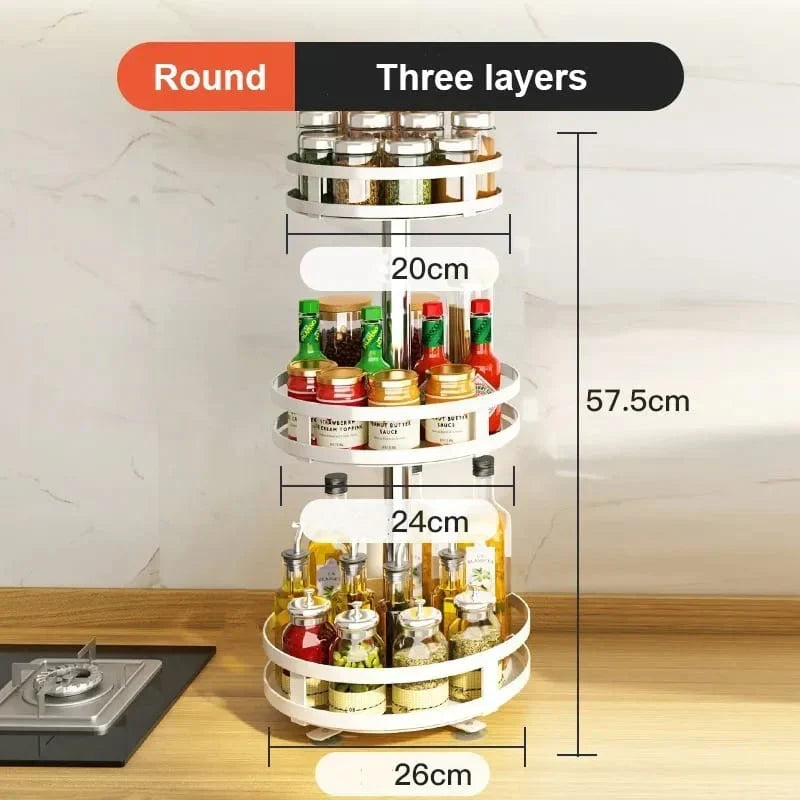Revolving Spice Organizer with Multi-Layer Design