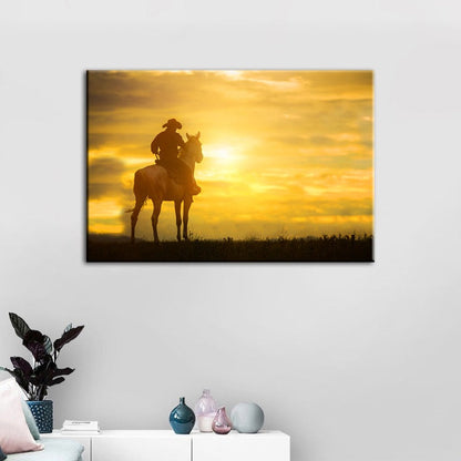Rustic Charm - Cowboy and Horse Canvas Art Print