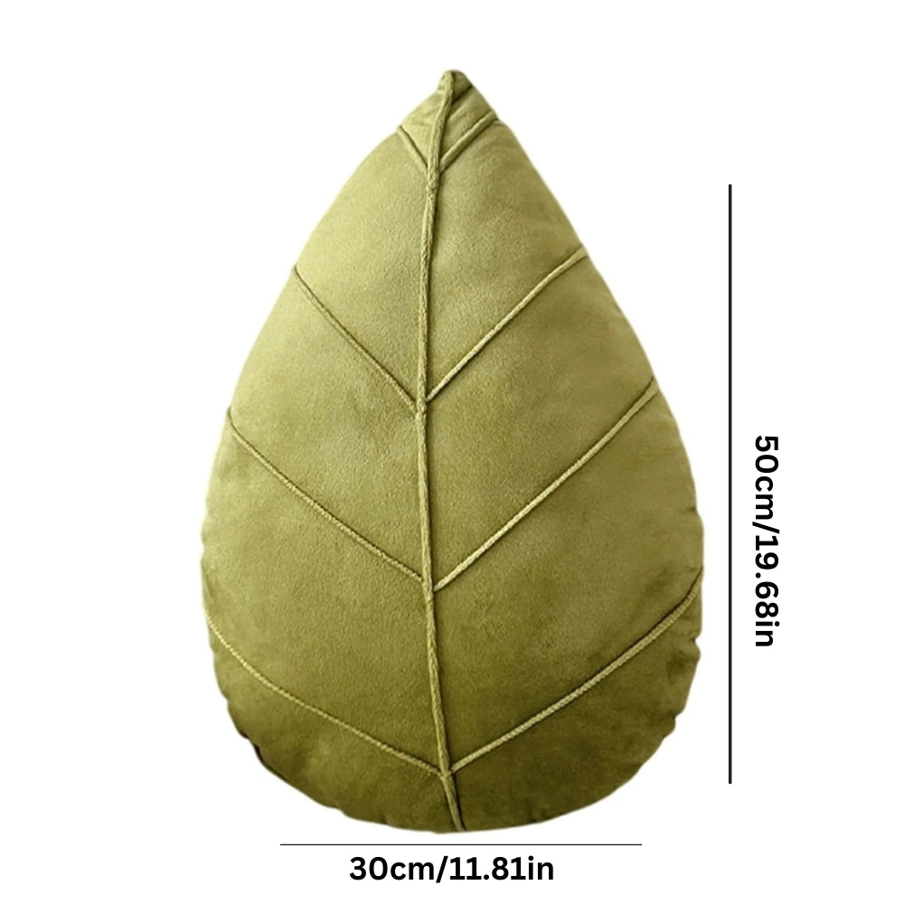 Nature's Embrace Leaf-Inspired Plush Pillow