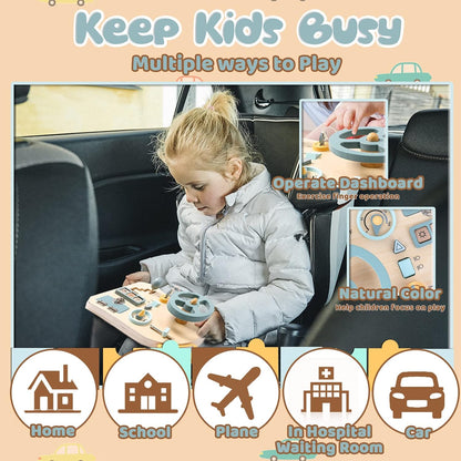 Wooden Activity Board with Steering Wheel – Fun Learning Tool