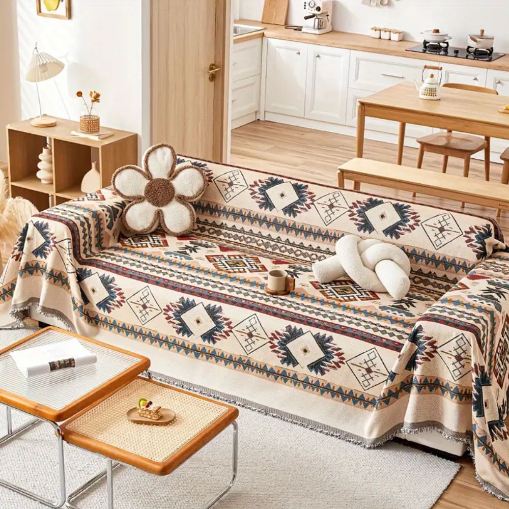 Elegant Chenille Sofa Protector with Artistic Design