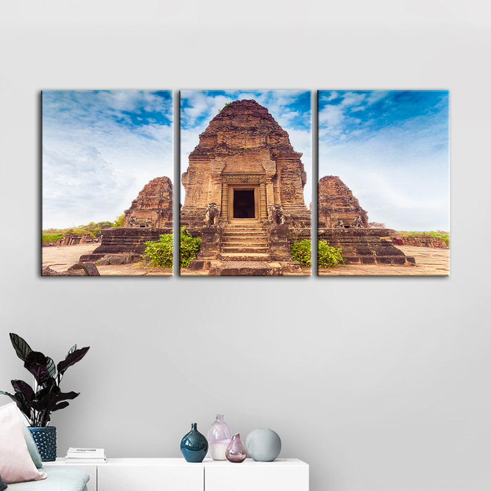 3-Piece Canvas Art Set - Ancient Temple Wall Decor