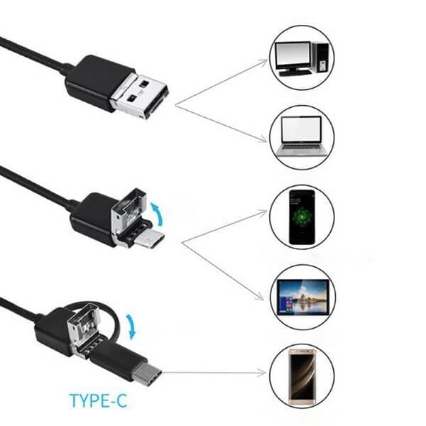 Versatile Inspection Camera for Smartphone & PC | 7mm Probe, Waterproof IP67 | 6 Adjustable LEDs | 720p HD | Cable Lengths 1m - 10m