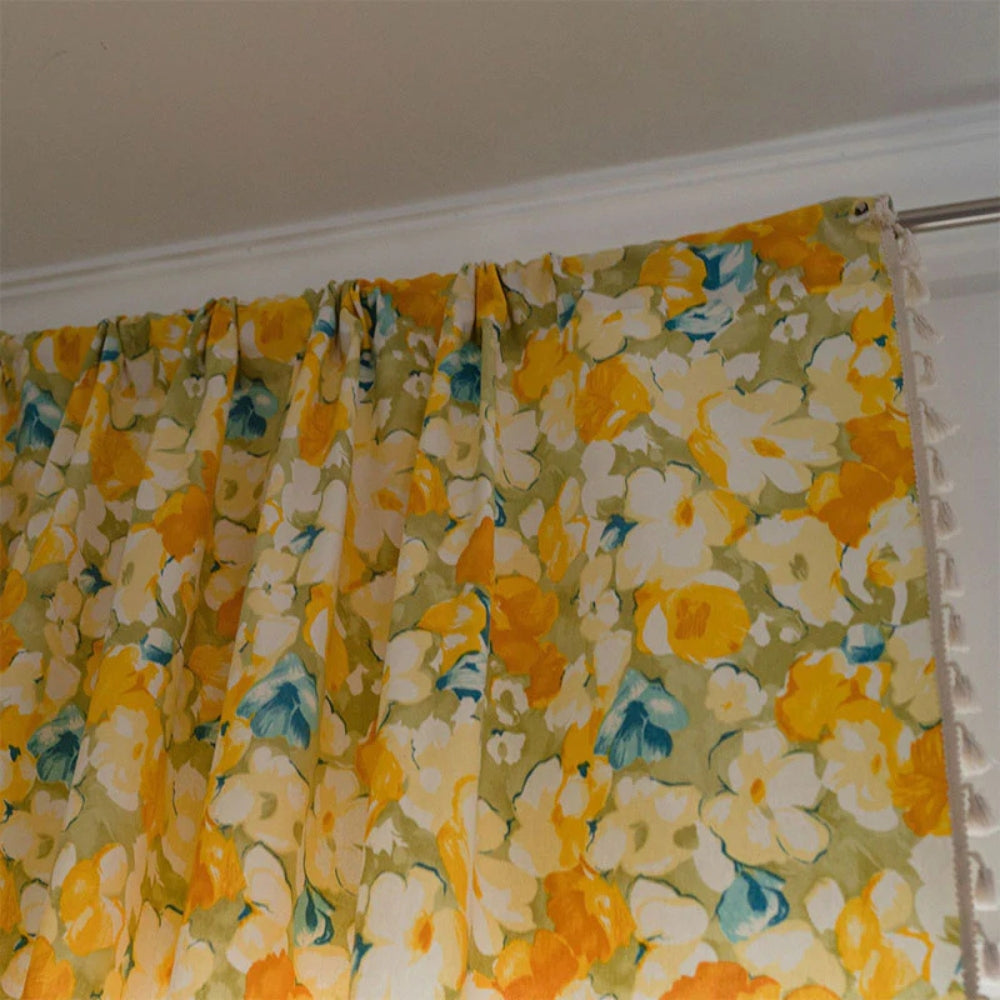 Golden Petals Elegant Semi-Blackout Curtain