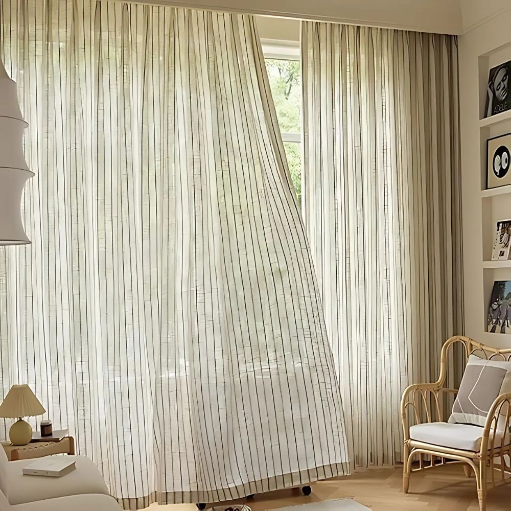 Elegant Sheer Vertical Stripe Window Drapes