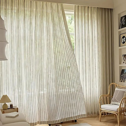 Elegant Sheer Vertical Stripe Window Drapes