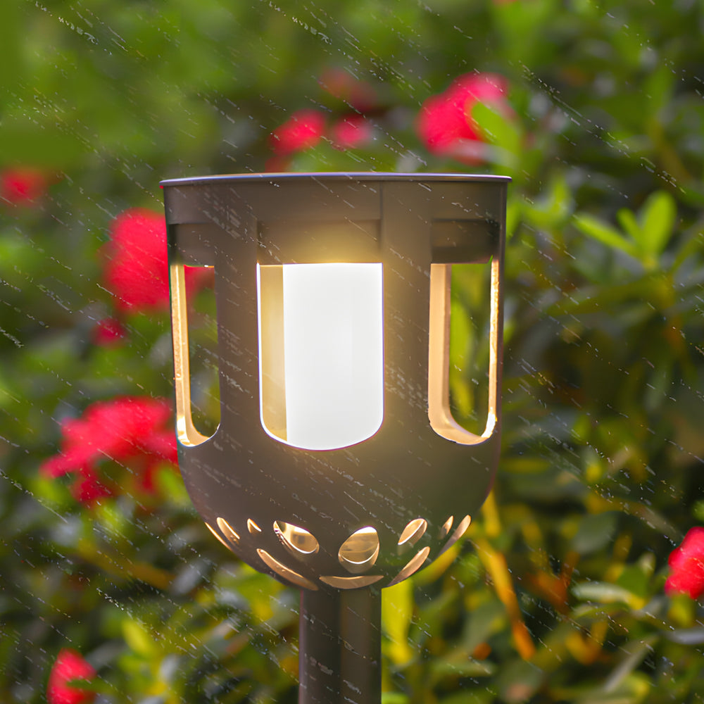 Set of 4 Modern Black Solar LED Lights for Outdoor Pathways