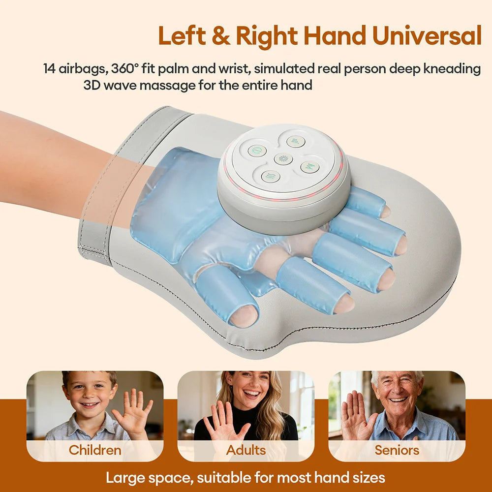 Electric Hand Massager with Heat – Air Compression for Fingers and Wrists