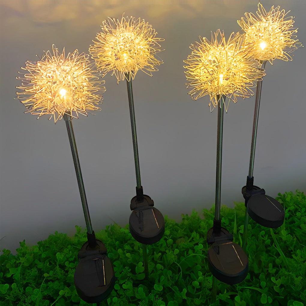Set of 2 Solar-Powered LED Lawn Lights - Waterproof Dandelion Flower Decor