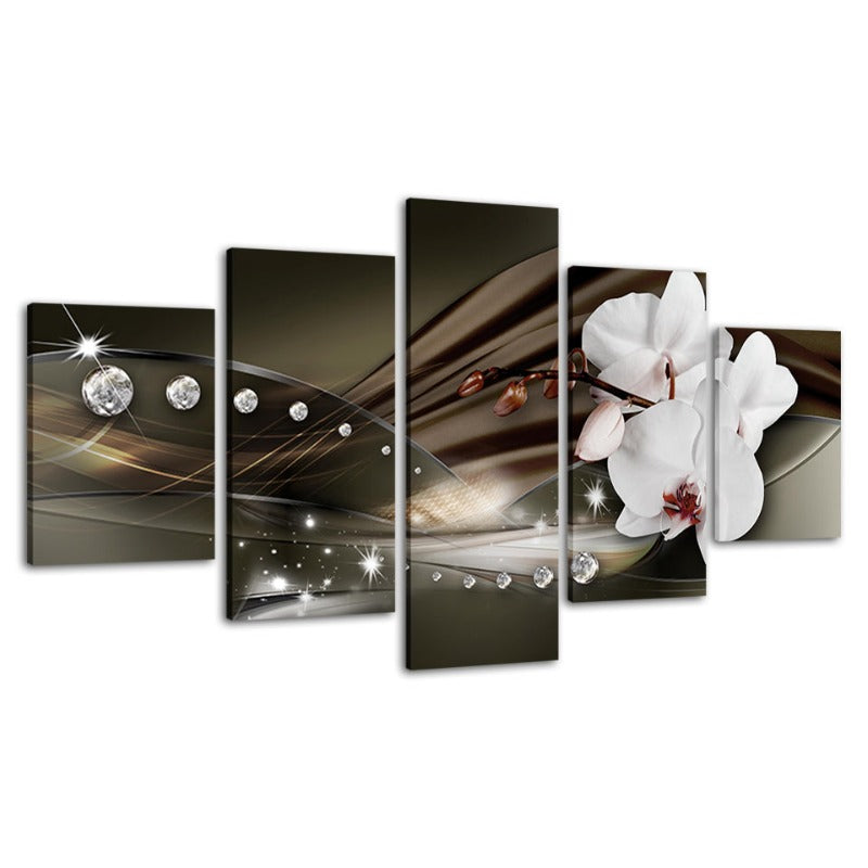 Elegant Floral Canvas Art Set on Dark Background
