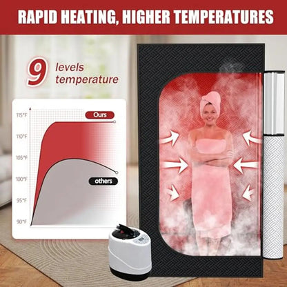 Infrared Home Sauna Tent with 2.5L Steam Generator, Chair, 9 Heat Settings & 99-Minute Timer