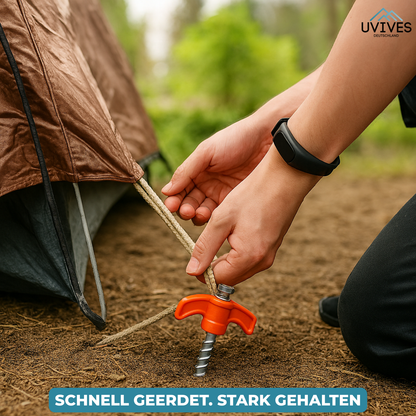 Secure Tent Anchoring in Seconds | 2+2 FREE Drill Pegs