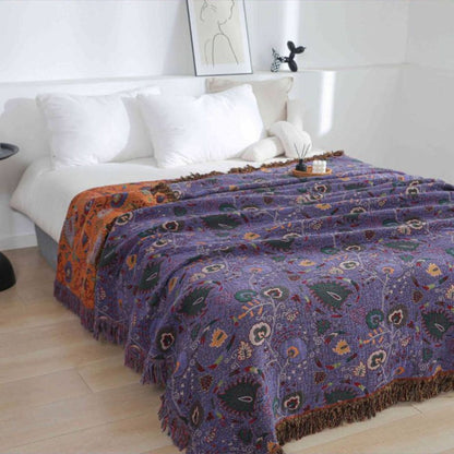 Vibrant Boho Throw Blanket with Stylish Tassels