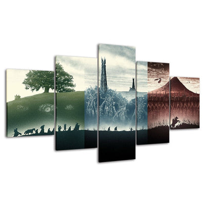 Stunning 5-Piece Black and White Landscape Canvas Set