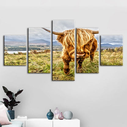 5-Piece Majestic Cow Canvas Art for Home Decor