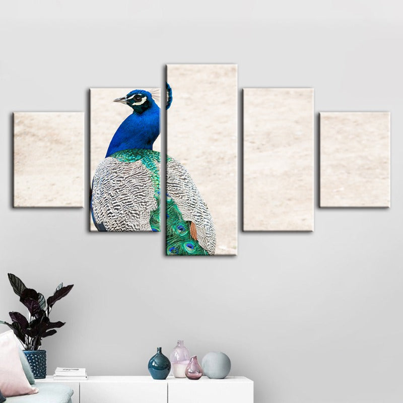 5-Piece Canvas Art Set: Regal Peacock Elegance